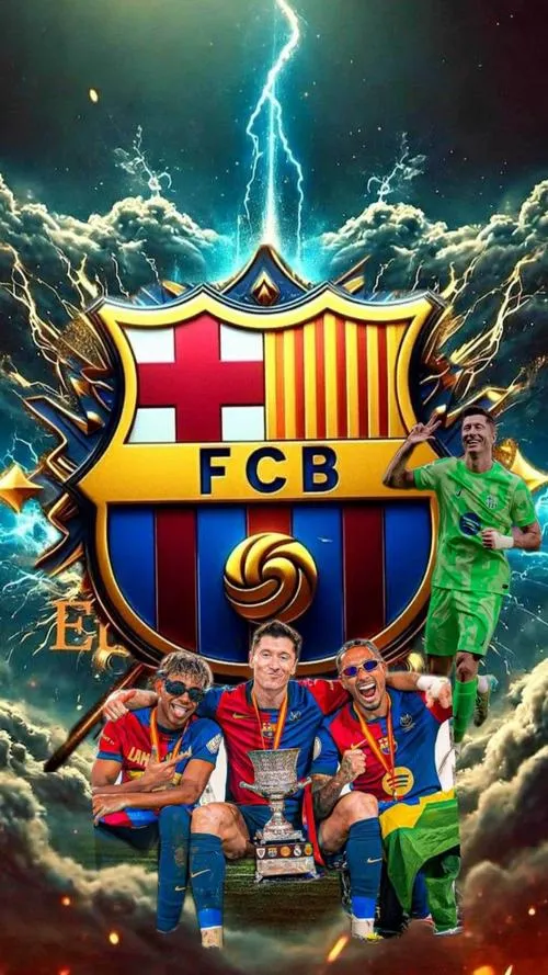 11 Tải ảnh 4K logo Barca giữa sấm chớp, thánh giá Sant Jordi hiện rõ, cảm giác rất ngầu.