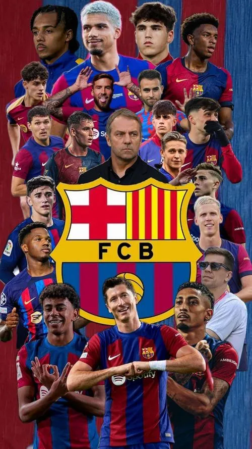 13 Ảnh bìa đẹp biểu trưng Barcelona giữa chân dung cầu thủ, dải băng FCB cân đối trung tâm.
