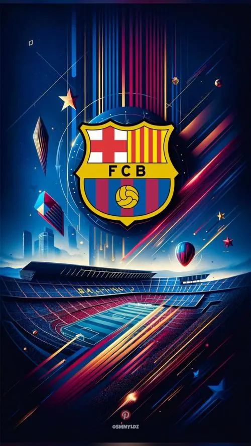 21 Hình nền 4K huy hiệu Barça đặt giữa khung khiên, đường phân cách gọn, nhìn rất chắc tay.