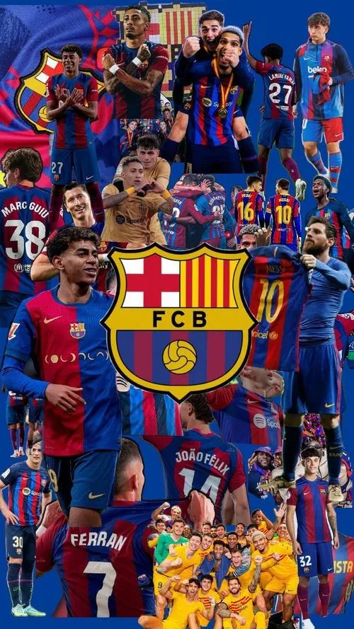 4 Ảnh bìa HD phù hiệu Barça đặt trung tâm, bố cục chia tầng rõ ràng, màu sắc rực rỡ.