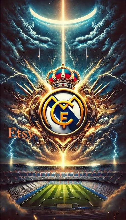 14 Ảnh fanart logo Real Madrid nền trắng, vàng kim và xanh dương phối rất hài hòa