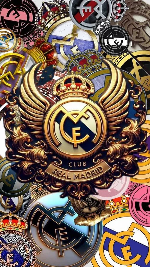 2 Wallpaper biểu trưng Real Madrid thánh giá nhỏ trên vương miện, nét cổ điển tinh tế