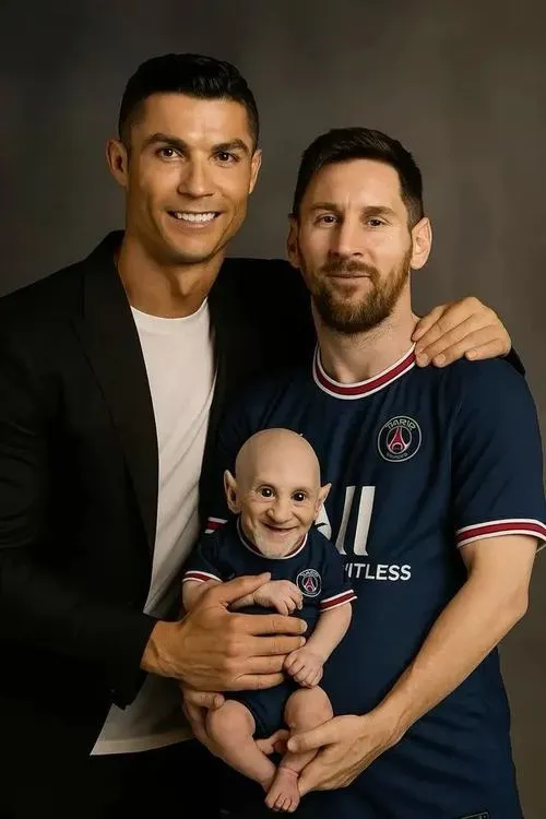 22 Meme hài Ronaldo Messi bế em bé giả lập, ảnh chế ghép mặt khiến fanbase đông và hay tranh luận cười ngại giùm.