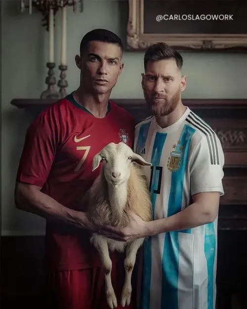24 Ảnh meme vui Ronaldo và Messi đứng cùng nhau như bắt tay hòa giải, nhưng nội dung lầy lội làm bình luận dạo bùng nổ.