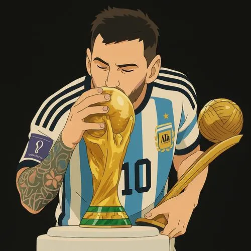 10 Hình Messi chibi đứng chụp kiểu poster, viền đậm, màu tương phản, dễ làm hình nền
