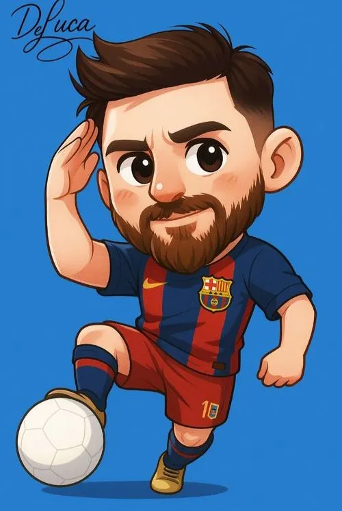 9 Messi chibi phong cách hoạt hình, đổ bóng nhẹ, nhìn gọn gàng mà vẫn có chiều sâu