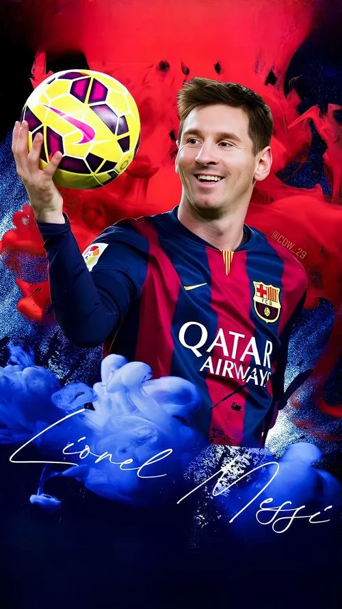 24 Hình nền đẹp Messi thời Barca, tông đỏ xanh mạnh, đường nét mặt rõ, cảm giác máu lửa
