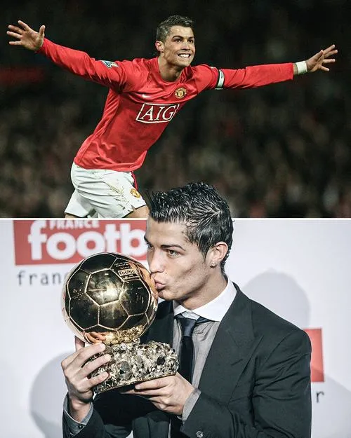 16 Cảnh ăn mừng áo đỏ dang tay, lồng thêm khoảnh khắc ôm quả bóng vàng tạo cảm giác bùng nổ.