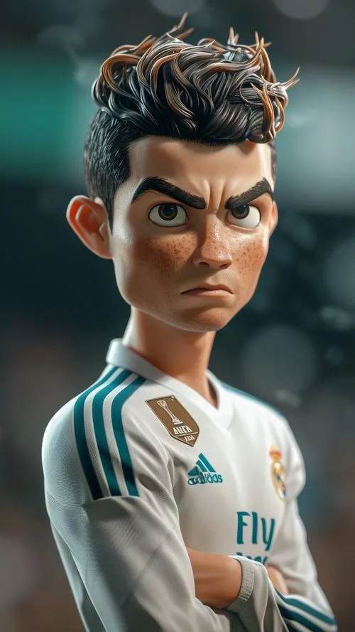 11 Ronaldo phiên bản hoạt hình nhảy ăn mừng, tia sáng sau lưng, cảm giác bốc lửa