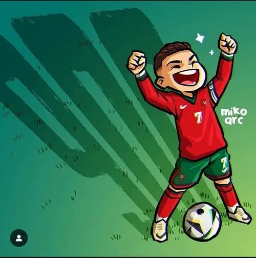 23 Ronaldo cartoon chibi bứt tốc, vệt tốc độ chồng lớp, tia sáng làm khung hình sáng