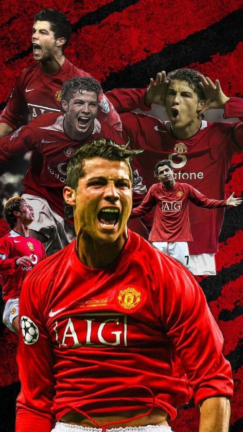 3 Ảnh nền Ronaldo thời MU 2008 ăn mừng trước khán đài Old Trafford, ánh đèn sân vận động ngầu