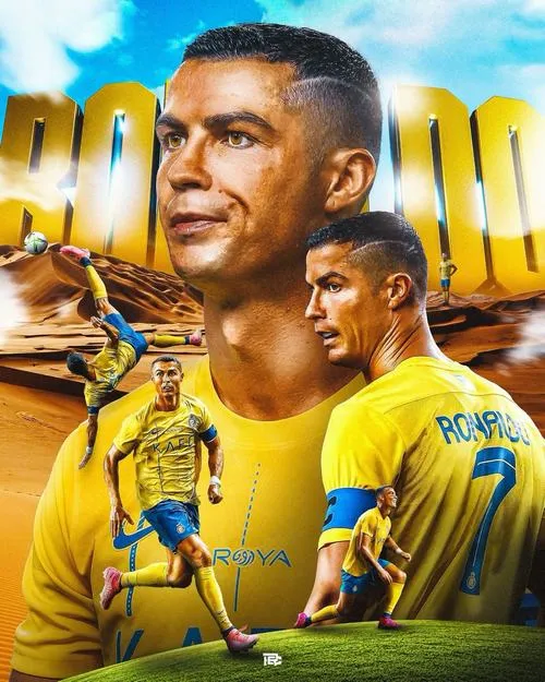 12 Tải ảnh Ronaldo ghép chân dung và hành động, nền vàng xanh, hợp ảnh bìa đẹp hiện đại