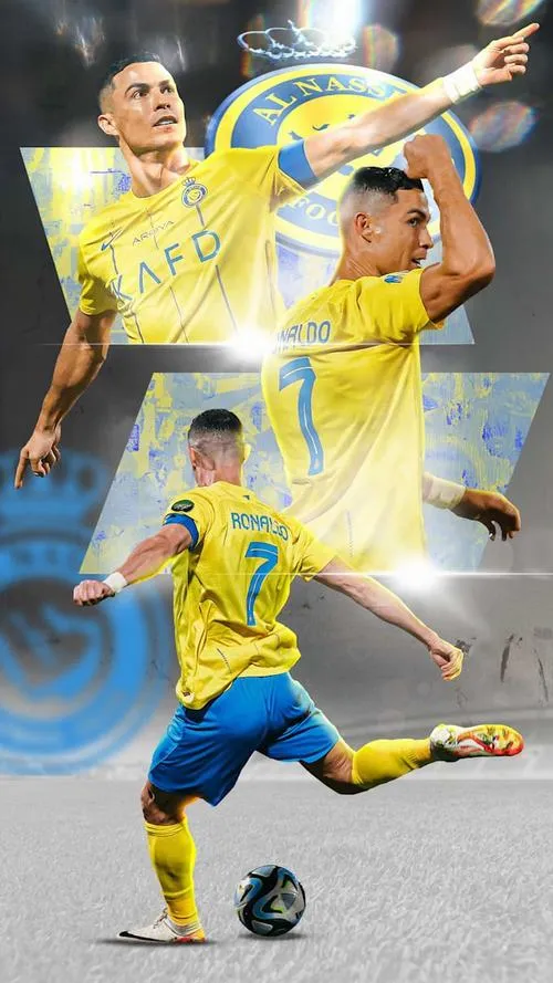 14 Tải ảnh Ronaldo rê bóng và sút, chuyển động căng, tông vàng rực, nhìn rất ngầu