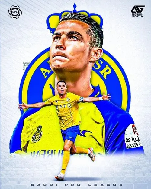 21 Hình Ronaldo minh họa trước logo Al Nassr, màu vàng bùng nổ, hợp hình nền đẹp cá tính