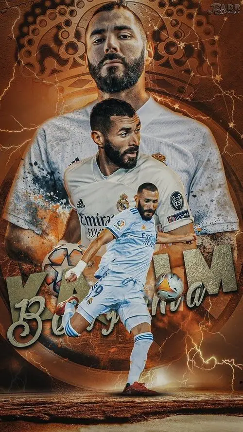 4 Hình nền 4K Benzema với băng đội trưởng, sân vận động rực đèn, viền sáng quanh người