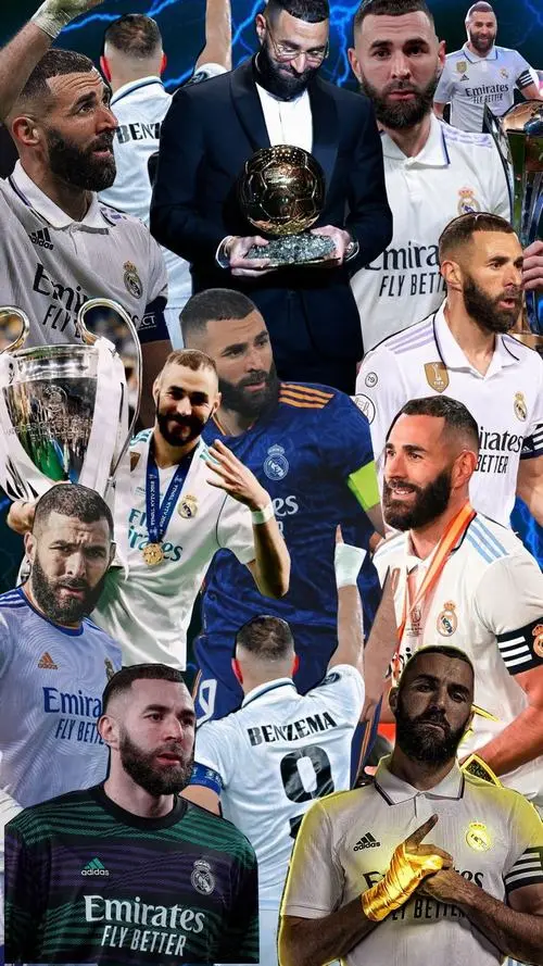 6 Ảnh bìa Big Benz khoảnh khắc sút bóng, nền tối, độ tương phản cao, chi tiết râu sắc nét