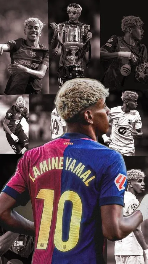 13 Tải ảnh nền đen trắng, Yamal quay lưng số áo lớn, bố cục sạch, hợp nền máy tính