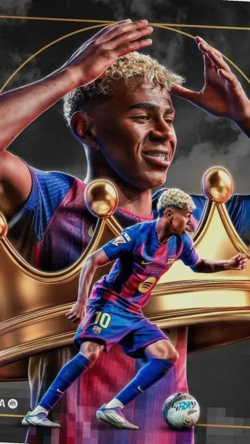 28 Tải ảnh nền Yamal phong cách ánh vàng, động tác kỹ thuật, nhìn ngầu như phim thể thao