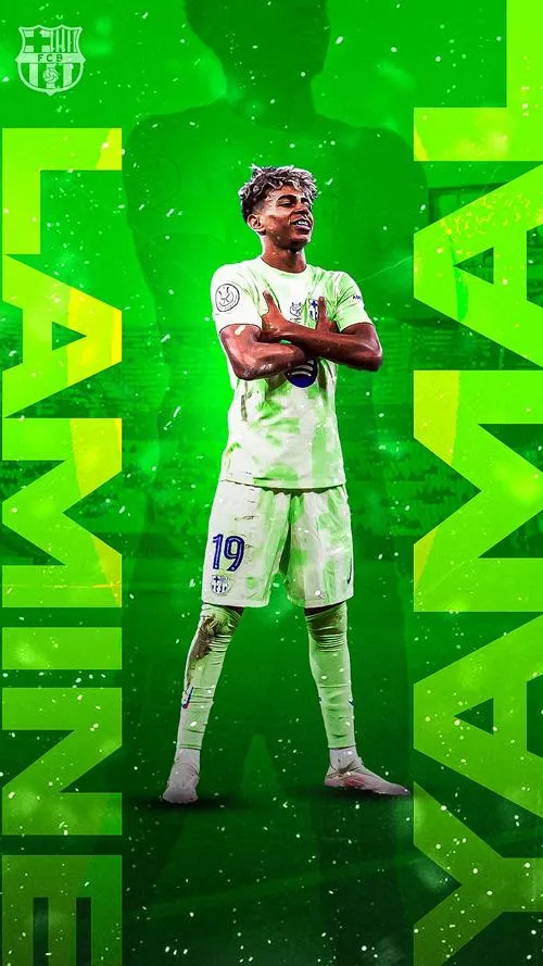 32 Tải ảnh nền Yamal kiểu La Masia, tông xanh đỏ chuẩn lò, nhìn là thấy chất cầu thủ trẻ