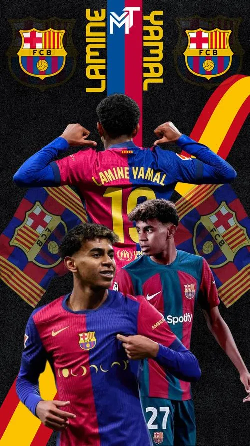 5 Hình nền 4K Yamal quay lưng giơ tay, áo Barca nổi số, phù hợp ảnh bìa gọn gàng