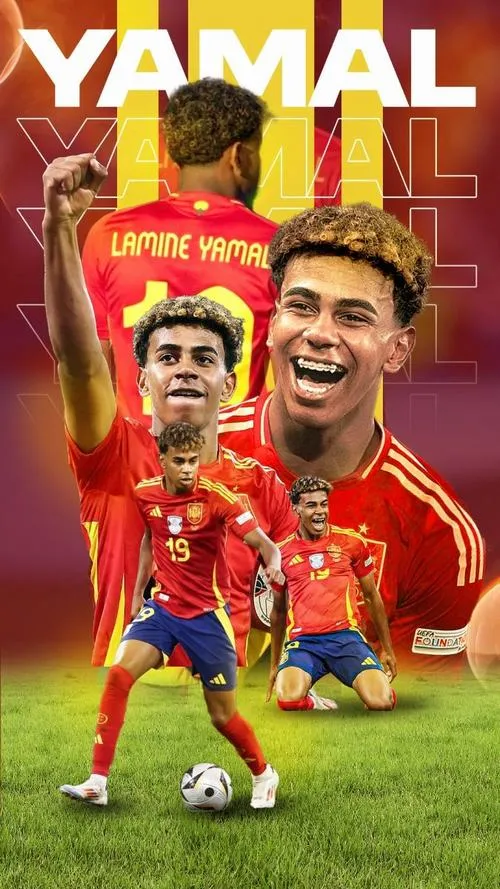 8 Hình nền điện thoại kiểu hoạt hình, Yamal trong sắc đỏ, chữ nổi lớn, nhìn vui mà vẫn ngầu