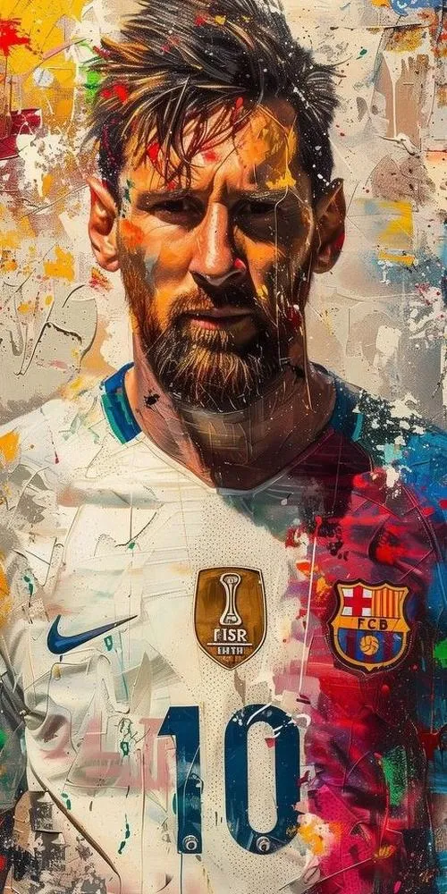 1 Hình nền Messi phong cách tranh màu nước áo Barca số 10, nhìn vừa đẹp vừa ngầu
