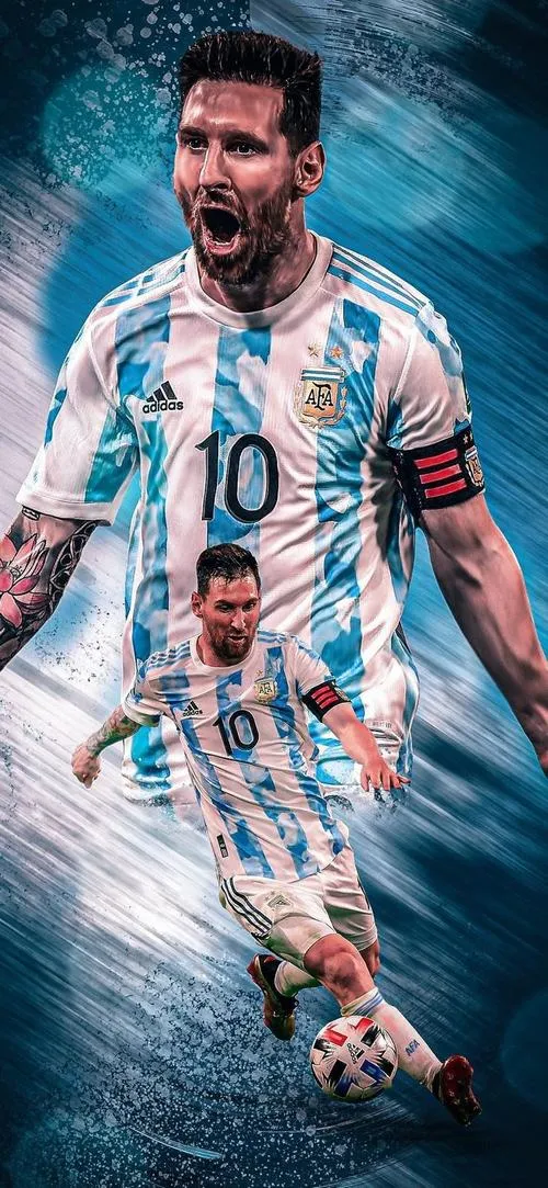 2 Tải ảnh Leo Messi áo Argentina đang gào cảm xúc, hợp hình nền điện thoại tông lạnh