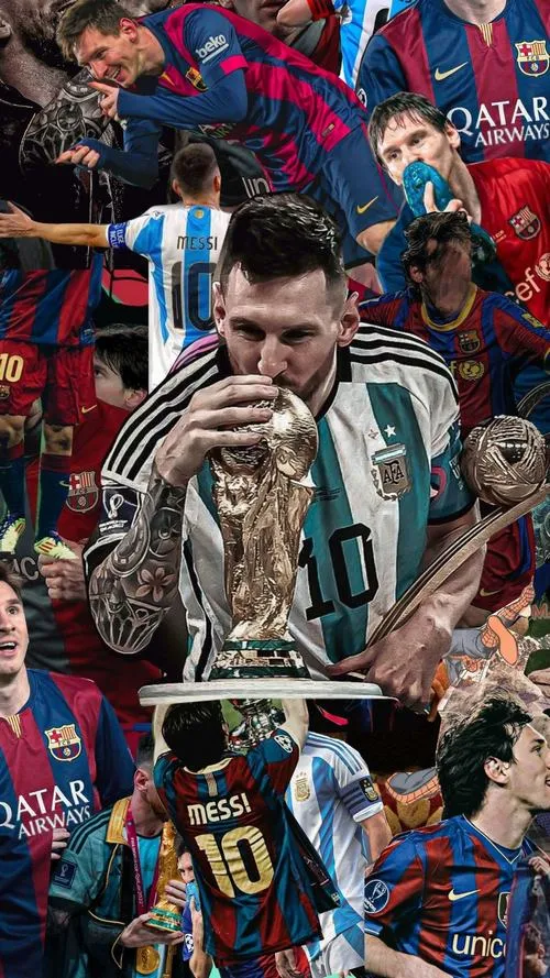4 Ảnh bìa Messi dạng collage khoảnh khắc ăn mừng và rê bóng, sắc nét ngầu mắt