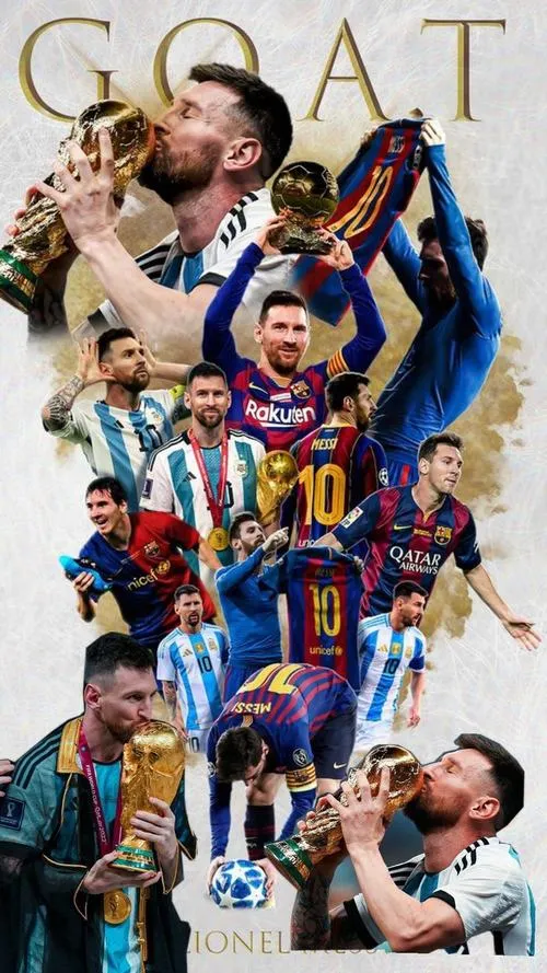 13 Tải ảnh Messi dạng tổng hợp GOAT, nhiều khoảnh khắc và danh hiệu, làm ảnh bìa rất đẹp