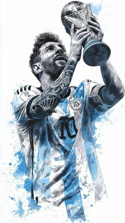 23 Tải ảnh Messi phác họa đen trắng nâng cúp, tối giản nhưng đẹp, hợp ảnh bìa tinh tế