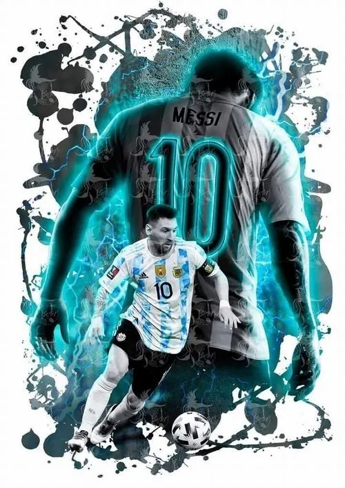 26 Hình nền Messi quay lưng áo Argentina số 10, splash mực tối, vibe cô độc ngầu