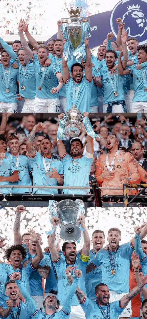 4 Hình nền Manchester City dạng collage, logo tròn 2016 đặt giữa, khoảnh khắc ăn mừng nối tiếp nhau