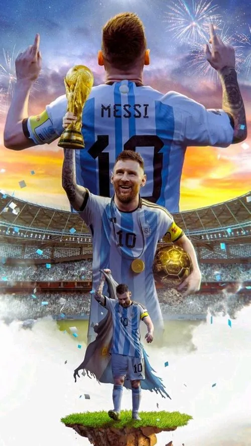 31 Hình đẹp cảnh bục nhận thưởng, Messi đứng trung tâm, đồng đội xếp sau, bố cục rõ và sang.