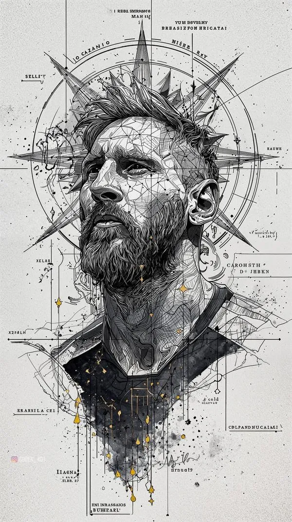 5 Tải ảnh 4K chân dung El Pulga kiểu phác họa bút chì, nền trắng sạch, nhìn rất ngầu.