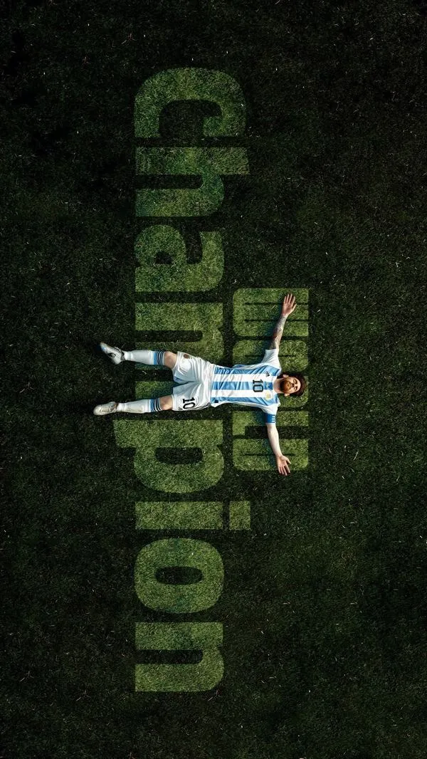 3 Hình nền ngầu Champion nền tối, Messi dang tay nhỏ giữa khung, hợp ai thích tối giản.