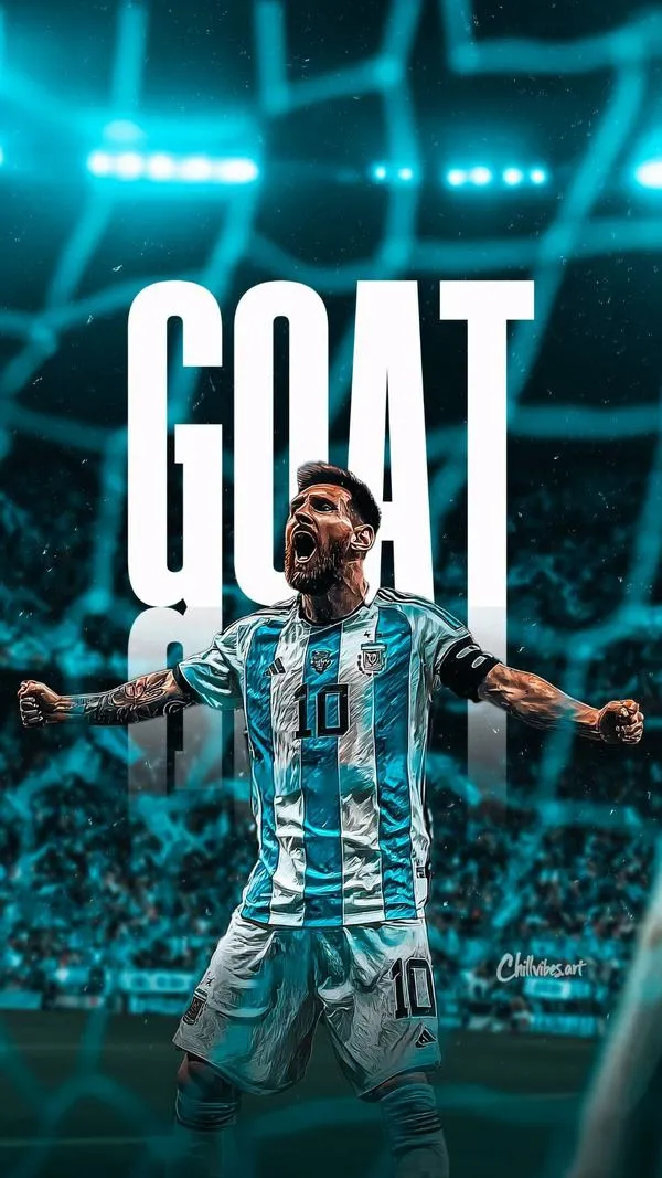 36 Hình nền 4K Messi ăn mừng, phối neon tím xanh, nền tối sâu, cảm giác bùng nổ mạnh.