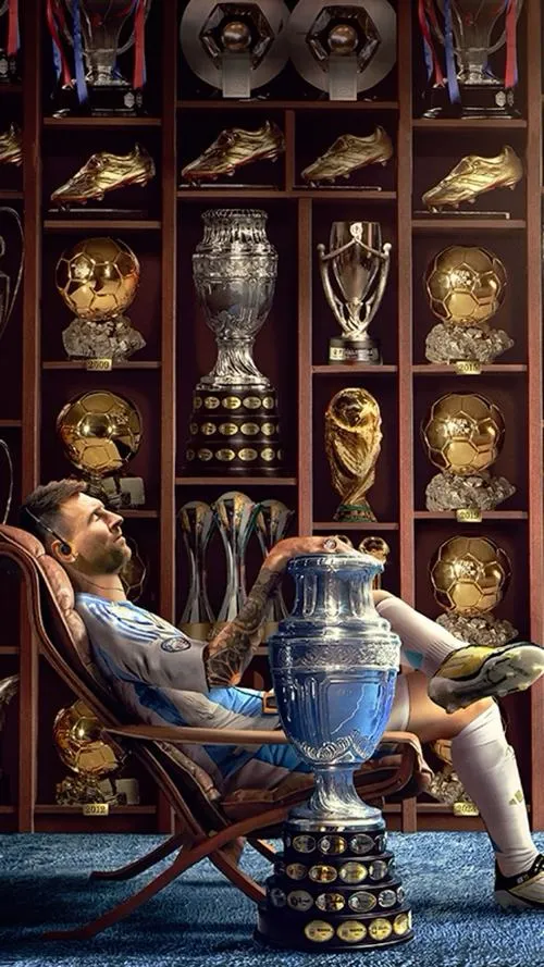 14 Ảnh bìa ngầu phòng cúp danh hiệu, cúp vàng đặt trung tâm, ánh đèn ấm tạo chiều sâu.