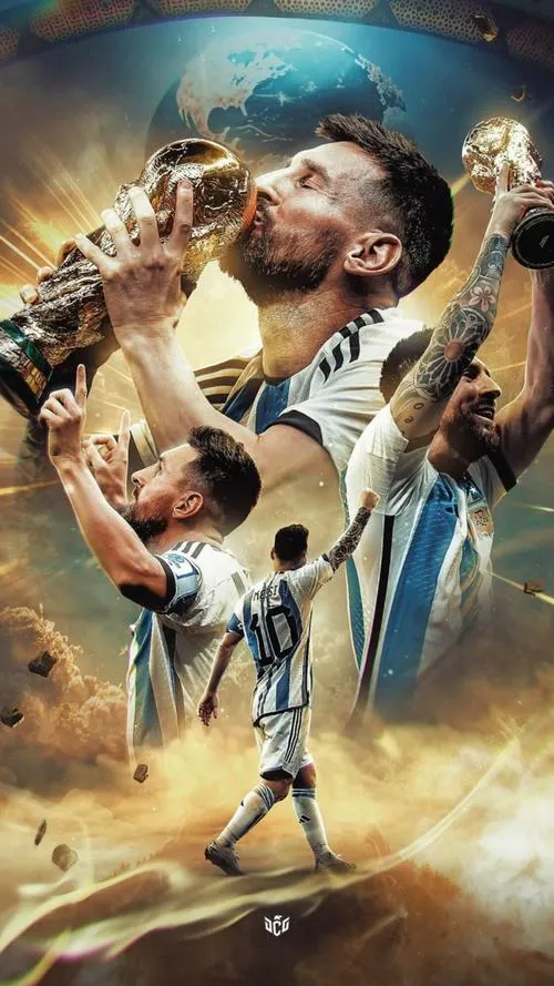 20 Tải ảnh đẹp tông sepia, Messi và đồng đội tung hô, bụi sáng bốc lên, cảm giác huyền sử.