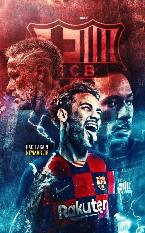 10 Ảnh fanart Neymar 4K tông xanh tím, hiệu ứng viền sáng, chủ thể nổi khối rất ngầu
