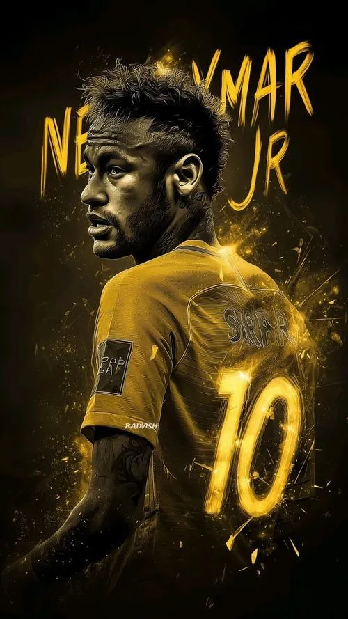 22 Ảnh bìa Neymar 4K nền khán đài mờ sâu, logo đội bóng nổi, bố cục thoáng nhìn rất đẹp