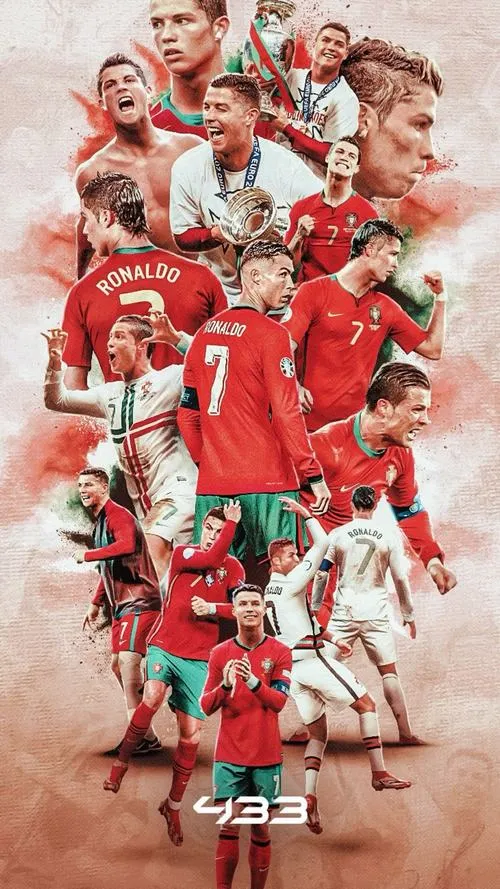 5 Tải ảnh Ronaldo đội tuyển quốc gia Bồ Đào Nha tạo dáng CR7, nền đỏ xanh cân đối