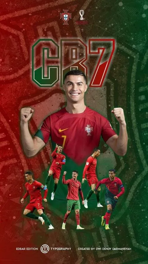 15 Ảnh bìa Ronaldo cùng đội tuyển Bồ Đào Nha trong bố cục collage, sắc đỏ xanh nổi bật