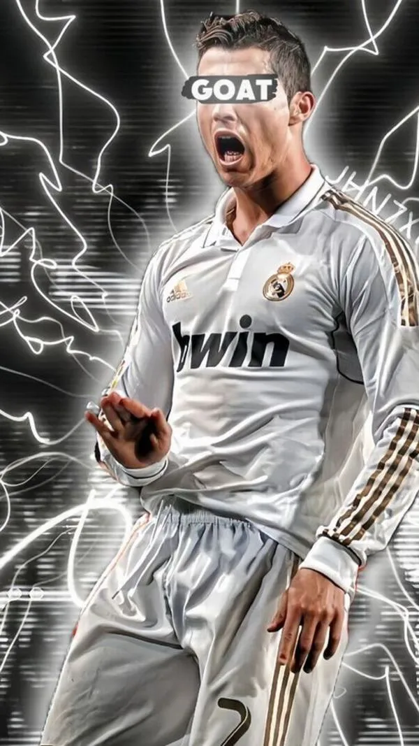 30 Hình nền điện thoại Ronaldo áo trắng số 7 cạnh huy hiệu, tông trắng xanh, gọn gàng mà vẫn ngầu