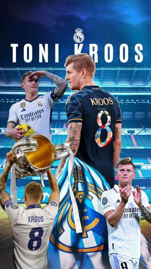 22 Hình nền cầu thủ Toni Kroos HD ở Bernabéu, áo trắng chủ đạo, vùng trống thị giác thoáng