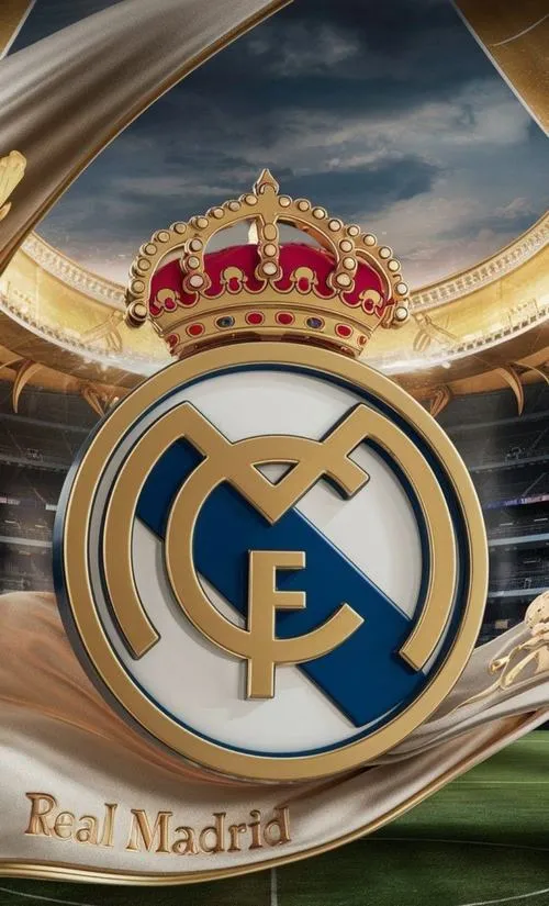 46 Ảnh nền phù hiệu Real Madrid xanh dương phối vàng kim, hợp hình nền điện thoại