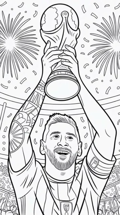 1 Bộ tranh tô màu Messi rê bóng trên sân cỏ, nét rõ nên tô cực đã