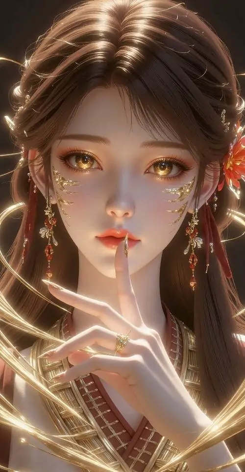 11 Khung cận cảnh hoạt họa cho thấy cô gái áp ngón tay lên môi, ánh mắt ướt và hàng lệ lấp lánh, mái tóc nâu rẽ ngôi gọn, ánh sáng mềm ôm lấy khuôn mặt khiến bức ảnh giàu cảm xúc rất rõ