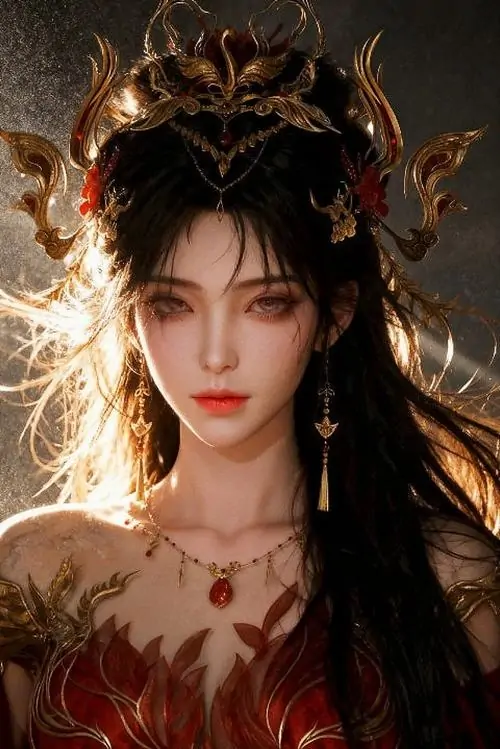 36 Bức hoạt họa cho thấy thiếu nữ áo trắng đứng trong phòng dát vàng, bàn tay nâng nhẹ chiếc nón tròn, cổ tay áo rủ xuống mềm và dài, dáng người mảnh tạo cảm giác quý nữ đang chờ giờ xuất môn