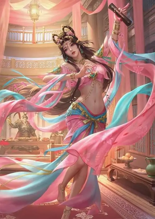 40 Cô gái áo đỏ ngồi trước vòng phù văn phát sáng, gương mặt nhìn nghiêng, bàn tay đặt yên, nền tối dồn ánh đỏ về sau lưng tạo cảm giác như một ảnh nhân vật kiếm khách đang luyện trận pháp bí truyền