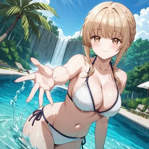 57 Ngắm ảnh gái anime mặc bikini với nét vẽ trong trẻo, khung cảnh mát lành và điểm nhấn rất hút mắt